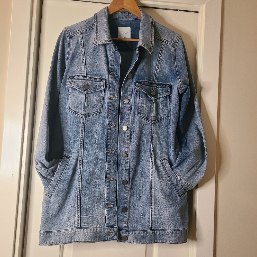 Liverpool Denim Jacket Oversized Blue Mid Length